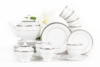 GEOS PLATIN Serwis herbaciany polska porcelana 15 elementów biały / platynowy wzór dla 6 os. Platin - zdjęcie 1