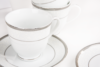 GEOS PLATIN Serwis herbaciany polska porcelana 15 elementów biały / platynowy wzór dla 6 os. Platin - zdjęcie 3
