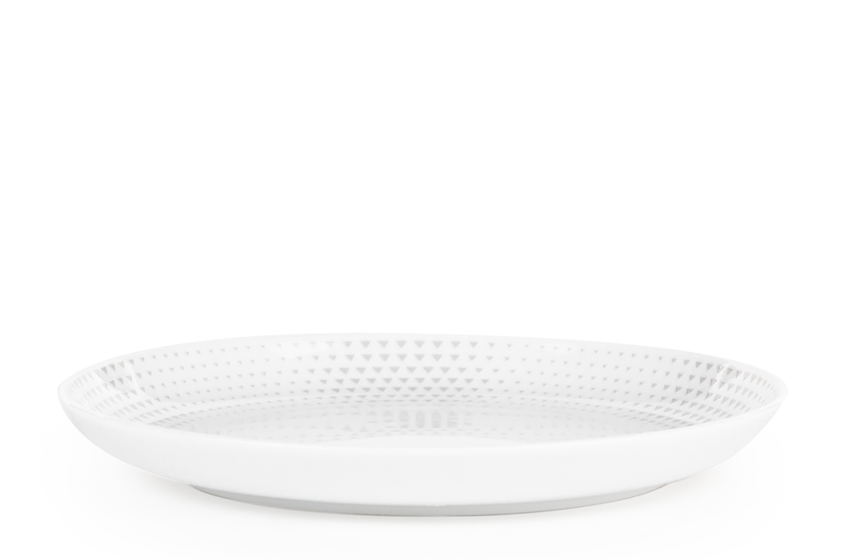 NORA TRÓJKĄTY Serwis obiadowy polska porcelana 6 os. 18 elementów Biały / wzór trójkątów Trójkąty - zdjęcie 4