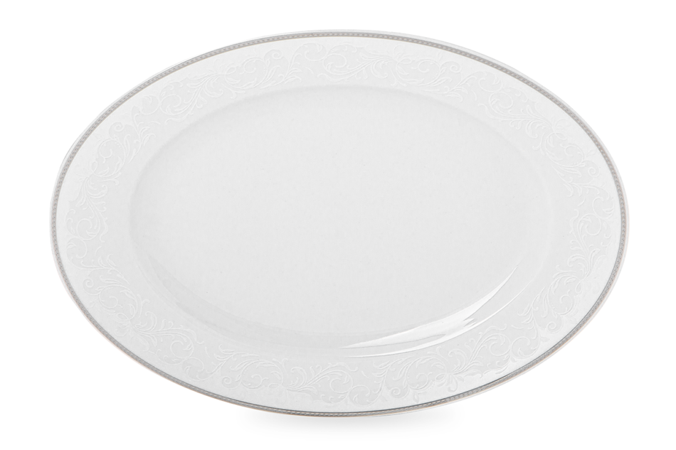 AMELIA LUIZA Zestaw obiadowy porcelana 25 elementów biały / srebrny wzór dla 6 os. Luiza - zdjęcie 4