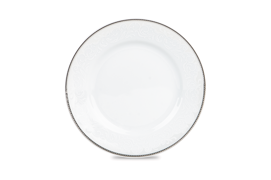 AMELIA LUIZA Zestaw obiadowy porcelana 18 elementów biały / srebrny wzór dla 6 os. Luiza - zdjęcie 2