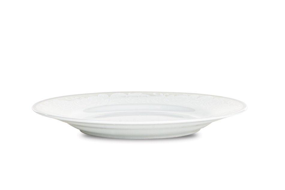 AMELIA LUIZA Zestaw obiadowy porcelana 18 elementów biały / srebrny wzór dla 6 os. Luiza - zdjęcie 4