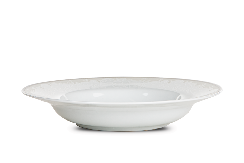 AMELIA LUIZA Zestaw obiadowy porcelana 18 elementów biały / srebrny wzór dla 6 os. Luiza - zdjęcie 5