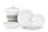 AMELIA SATYNA Zestaw obiadowy porcelana 25 elementów biały / srebrny wzór dla 6 os. Satyna - zdjęcie 3