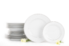 AMELIA SATYNA Zestaw obiadowy porcelana 18 elementów biały / srebrny wzór dla 6 os. Satyna - zdjęcie 1