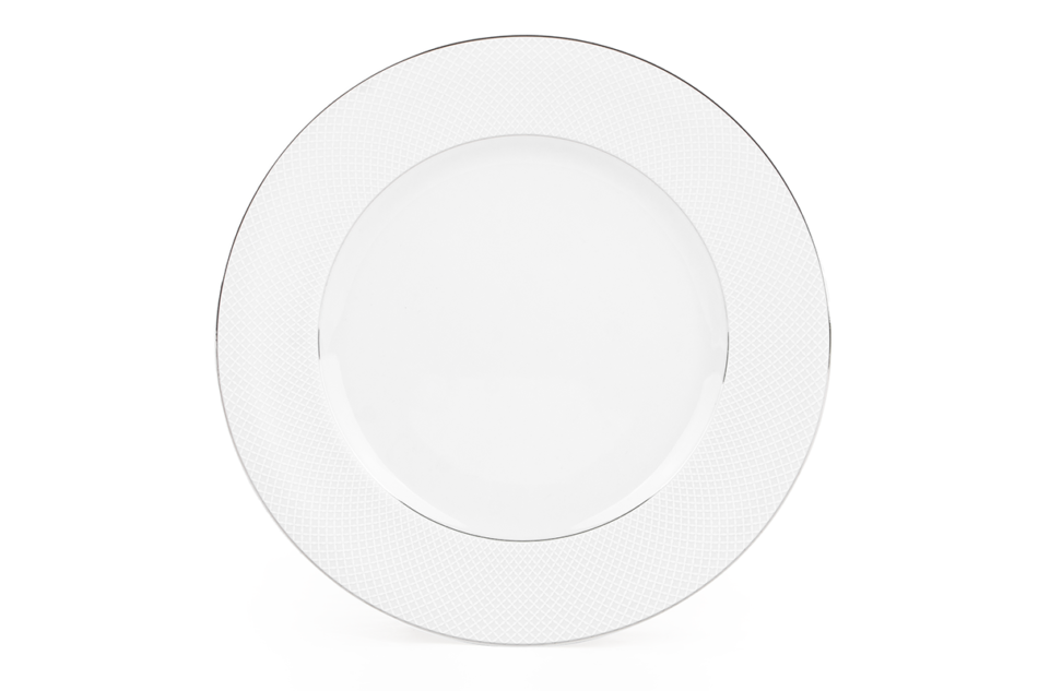 AMELIA SATYNA Zestaw obiadowy porcelana 18 elementów biały / srebrny wzór dla 6 os. Satyna - zdjęcie 2