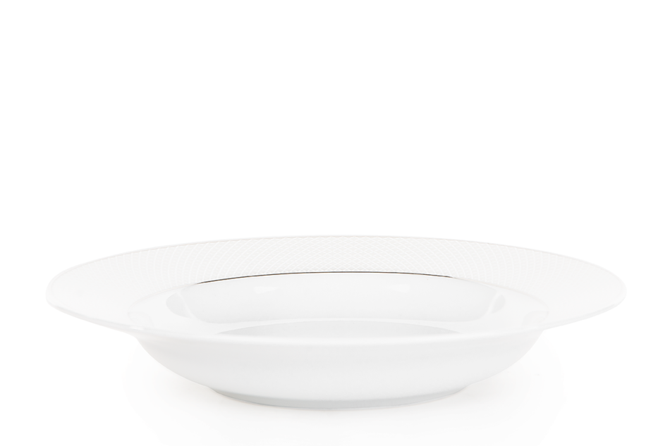 AMELIA SATYNA Zestaw obiadowy porcelana 18 elementów biały / srebrny wzór dla 6 os. Satyna - zdjęcie 6