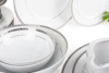 AMELIA PLATYNA Zestaw obiadowy porcelana 24 elementy biały / platynowy wzór dla 6 os. Platyna - zdjęcie 20