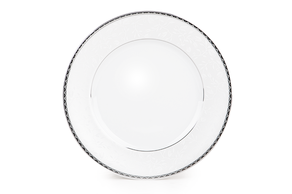 AMELIA PLATYNA Zestaw obiadowy porcelana 24 elementy biały / platynowy wzór dla 6 os. Platyna - zdjęcie 10