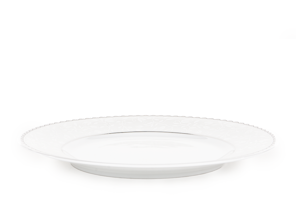 AMELIA PLATYNA Zestaw obiadowy porcelana 24 elementy biały / platynowy wzór dla 6 os. Platyna - zdjęcie 11