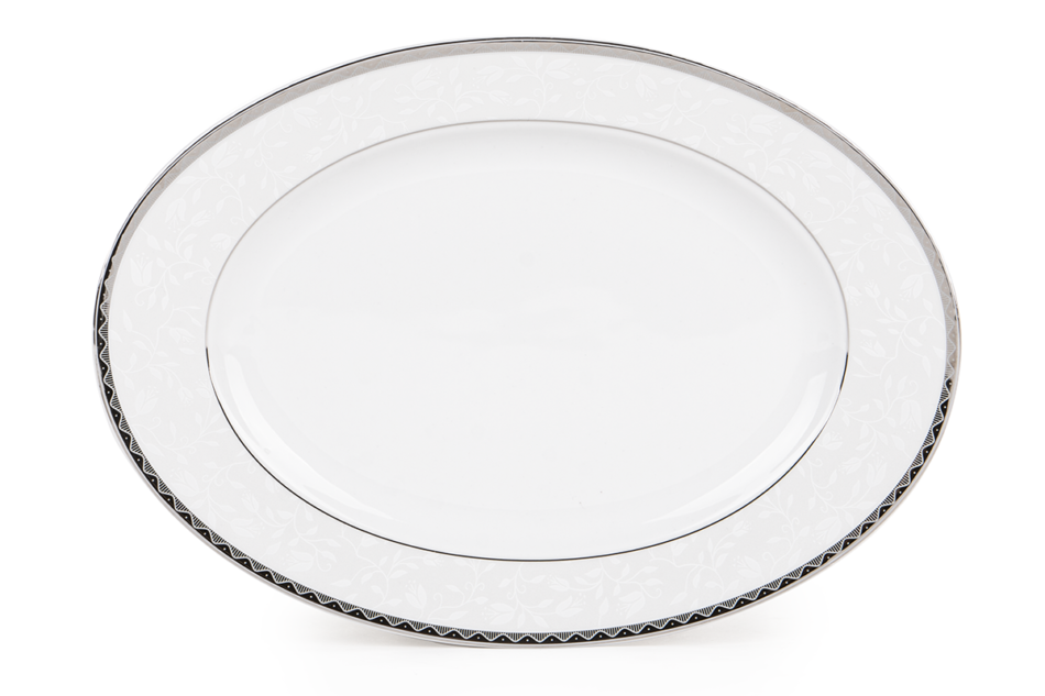 AMELIA PLATYNA Zestaw obiadowy porcelana 24 elementy biały / platynowy wzór dla 6 os. Platyna - zdjęcie 15