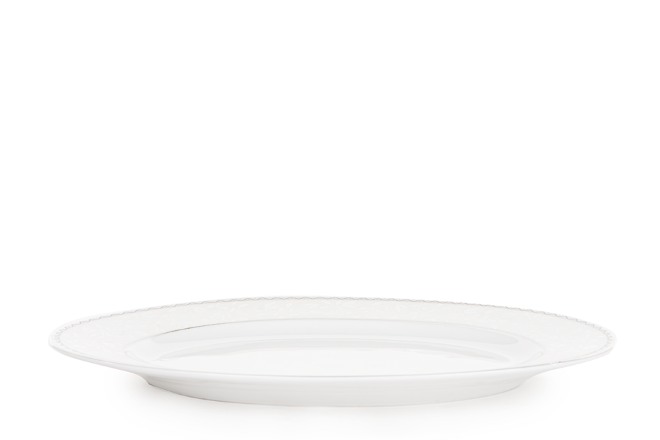 AMELIA PLATYNA Zestaw obiadowy porcelana 24 elementy biały / platynowy wzór dla 6 os. Platyna - zdjęcie 2