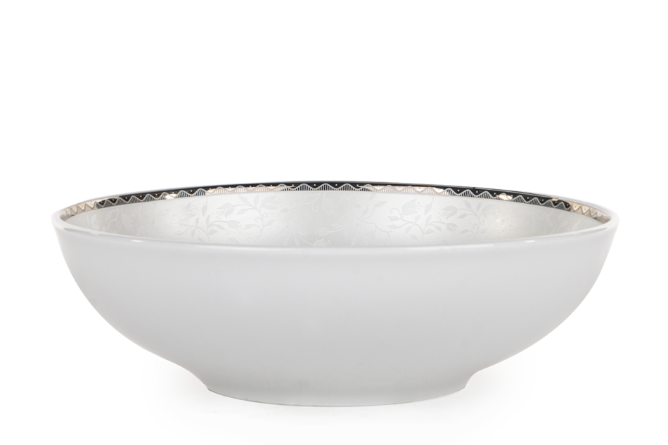 AMELIA PLATYNA Zestaw obiadowy porcelana 24 elementy biały / platynowy wzór dla 6 os. Platyna - zdjęcie 4