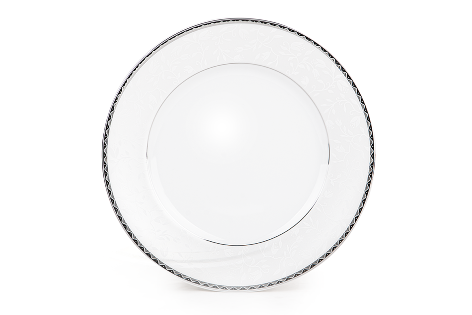 AMELIA PLATYNA Zestaw obiadowy porcelana 18 elementów biały / platynowy wzór dla 6 os. Platyna - zdjęcie 4