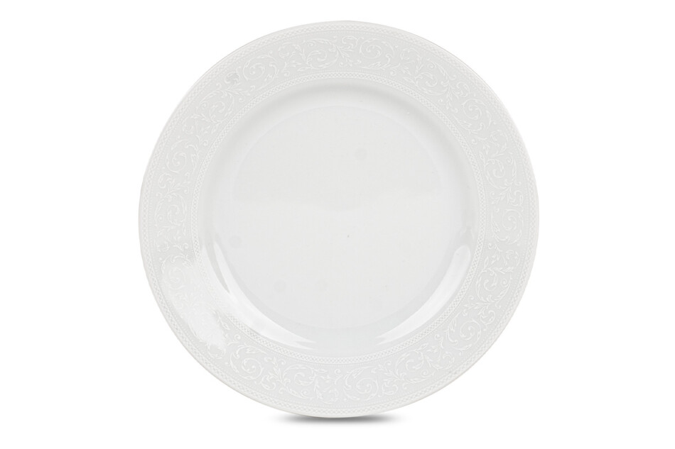 AMELIA BIAŁA KORONKA Duży zestaw obiadowy porcelana 25 elementów biały / wzór koronki dla 6 os. Biała Koronka - zdjęcie 2