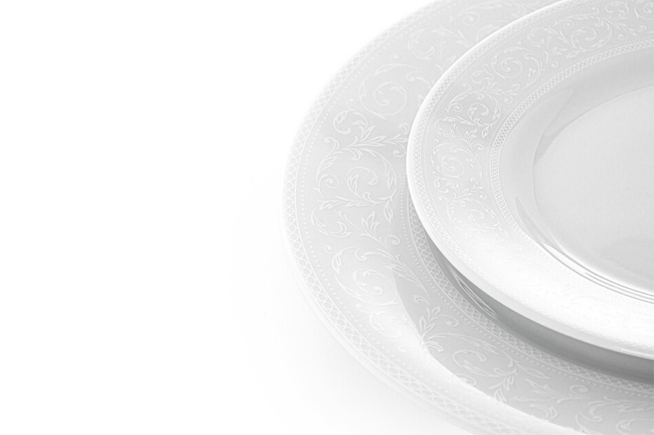 AMELIA BIAŁA KORONKA Duży zestaw obiadowy porcelana 25 elementów biały / wzór koronki dla 6 os. Biała Koronka - zdjęcie 12