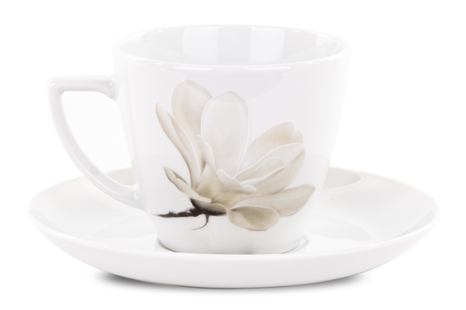 BOSS MAGNOLIA Zestaw porcelanowy obiadowo-kawowy na 6 os. Biały / wzór magnolii Magnolia - zdjęcie 7