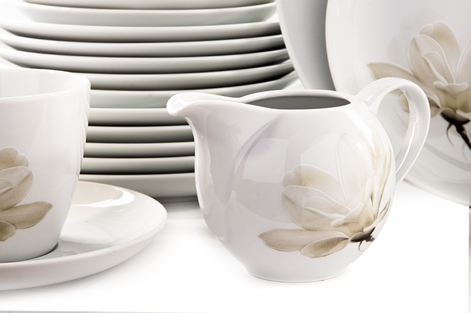 BOSS MAGNOLIA Zestaw porcelanowy obiadowo-kawowy na 6 os. Biały / wzór magnolii Magnolia - zdjęcie 14