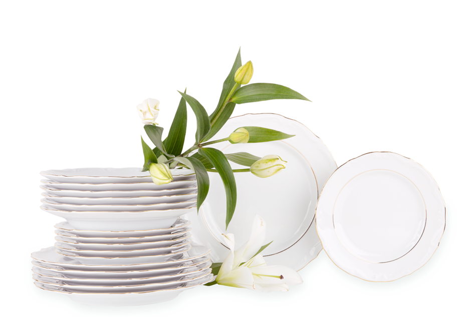 MARIA TERESA ZŁOTA LINIA Zestaw obiadowy chodzież porcelana 6 os. Biały / złoty Złota Linia - zdjęcie 6