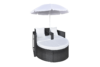 LOSELI Leżanka ogrodowa z parasolem czarny/biały - zdjęcie 2