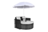 LOSELI Leżanka ogrodowa z parasolem czarny/biały - zdjęcie 4