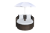 LOSELI Leżanka ogrodowa z parasolem brązowy/biały - zdjęcie 1