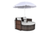 LOSELI Leżanka ogrodowa z parasolem brązowy/biały - zdjęcie 2