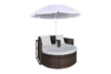 LOSELI Leżanka ogrodowa z parasolem brązowy/biały - zdjęcie 3