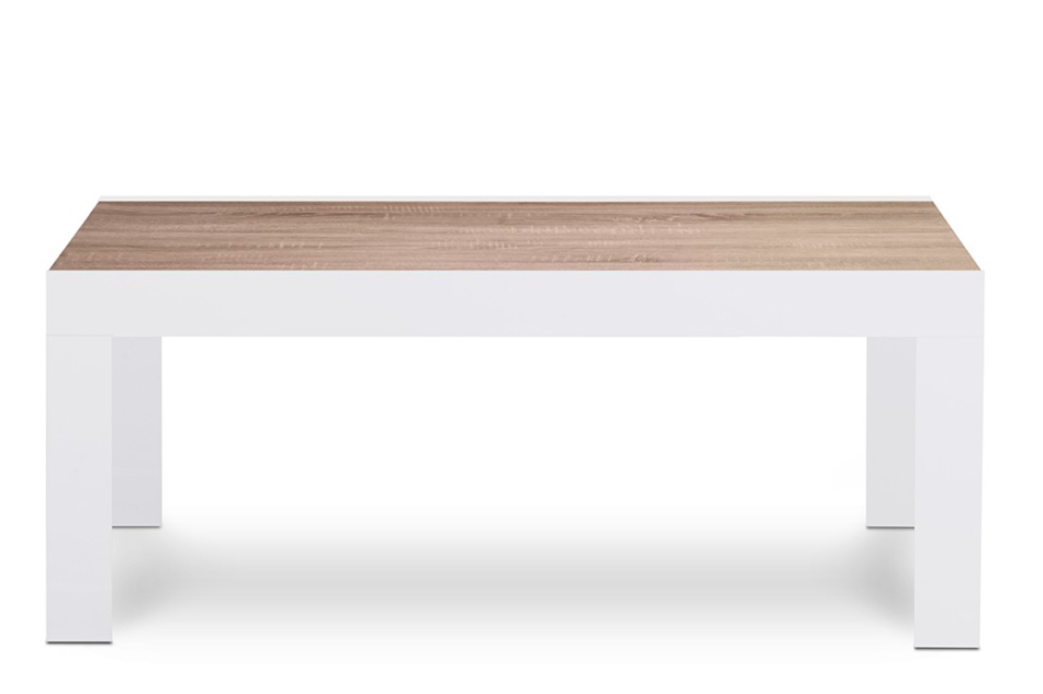 EMPROS Prosty stolik kawowy z półką do pokoju dziennego biały / dąb biały połysk/dąb sonoma - zdjęcie 0