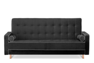 DOZER, https://konsimo.pl/kolekcja/dozer/ Czarna sofa 3 osobowa z funkcją spania czarny/szary - zdjęcie