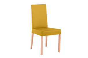 CHRYSI, https://konsimo.pl/kolekcja/chrysi/ Drewniane krzesło tapicerowane żółte buk/żółty - zdjęcie