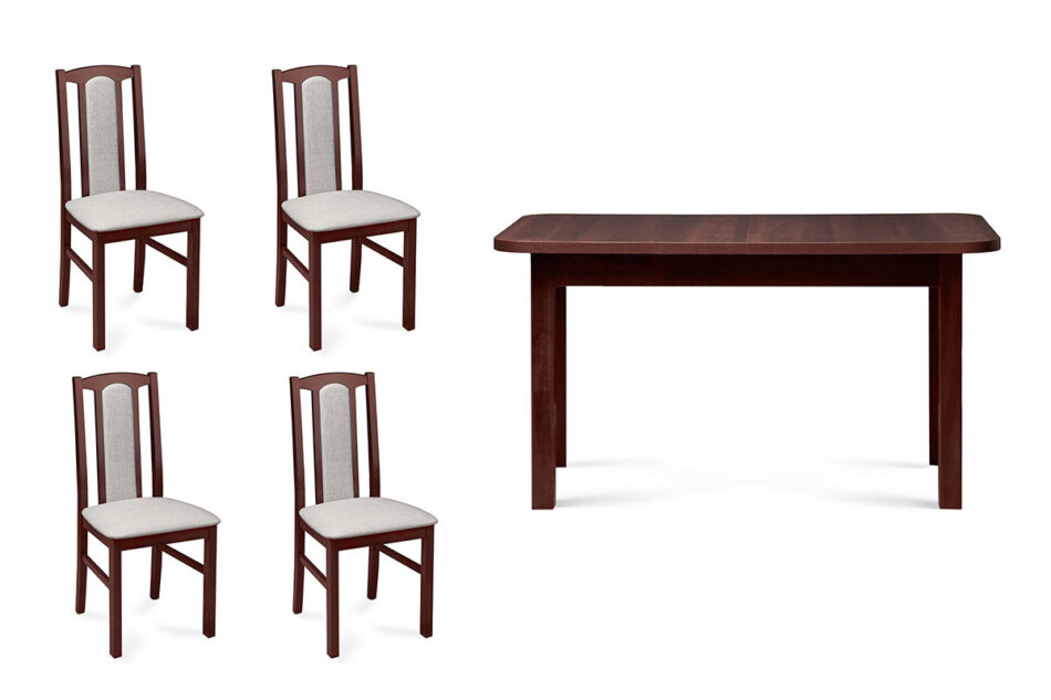 CIBUS, EDERE Rozkładany klasyczny stół z 4 krzesłami do jadalni orzech orzech/jasny beż|orzech - zdjęcie 0