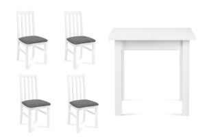 QUATUS, SALUTO, https://konsimo.pl/kolekcja/quatus-saluto/ Zestaw krzesła 4 szt.  + stół  biały/ciemny szary|biały - zdjęcie
