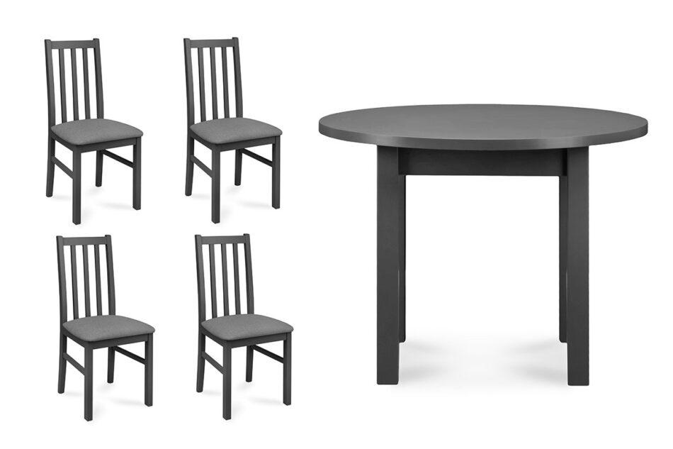 QUATUS, MENZO Zestaw krzesła 4 szt. + stół szary/jasny szary|szary - zdjęcie 0