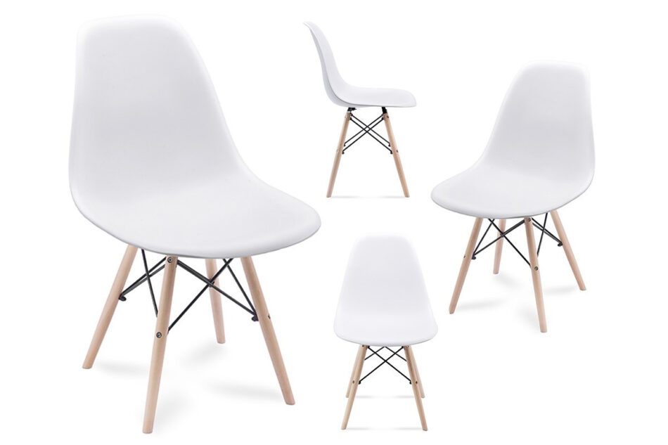 MENZO Zestaw biały okrągły stół i krzesła 4 szt. w stylu skandynawskim biały - zdjęcie 2