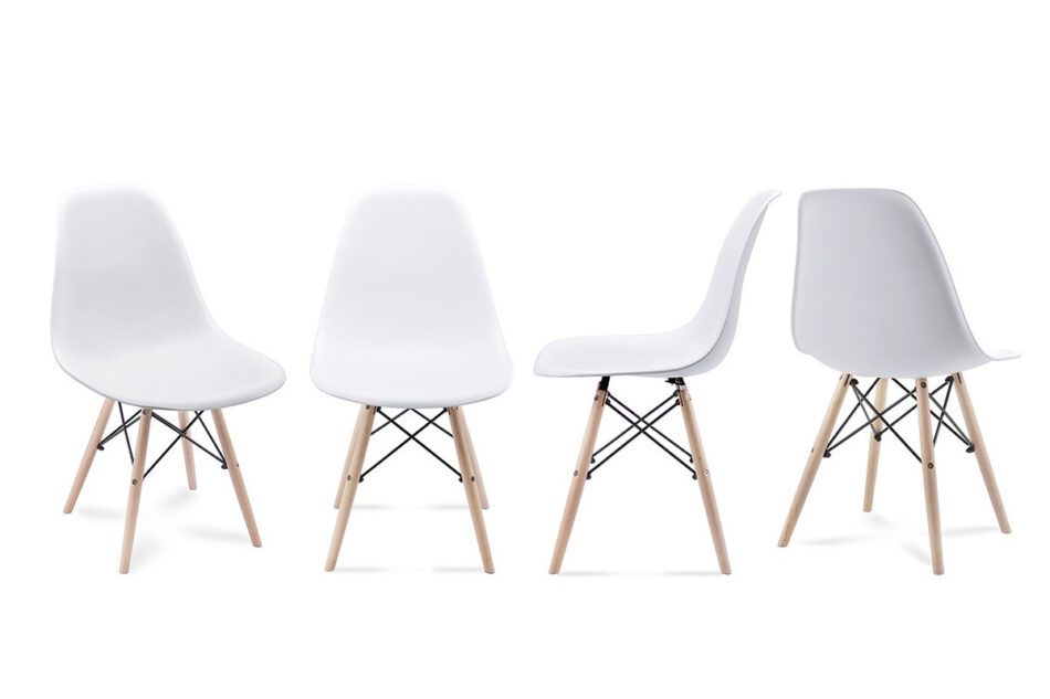 MENZO Zestaw biały okrągły stół i krzesła 4 szt. w stylu skandynawskim biały - zdjęcie 3