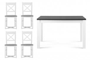 SILVA, https://konsimo.pl/kolekcja/silva/ Zestaw krzesła 4 szt. + stół biały/jasny szary|biały szary - zdjęcie