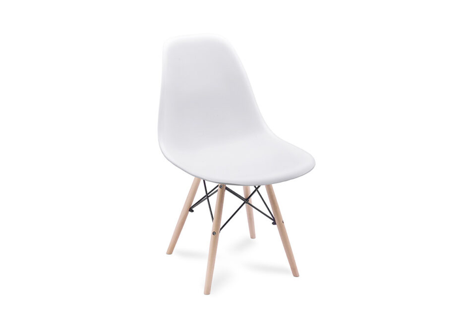 NEREA, EVENI Zestaw prosty biały stół i 4 białe krzesła w stylu skandynawskim biały - zdjęcie 2