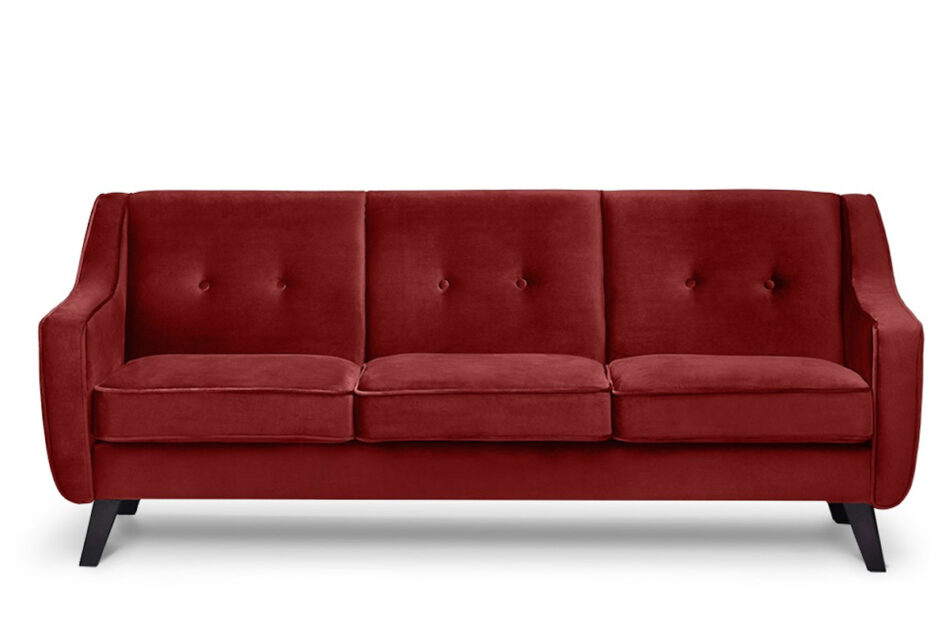TERSO Skandynawska sofa 3 osobowa welur czerwona bordowy - zdjęcie 0