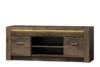 ALGORI Ciemna niska szafka rtv z półkami do salonu jesion jesion ciemny - zdjęcie 1