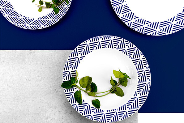 LIVIDUS Zestaw obiadowy porcelanowy grecki wzór biały / niebieski dla 4 os. biały/niebieski - zdjęcie 9
