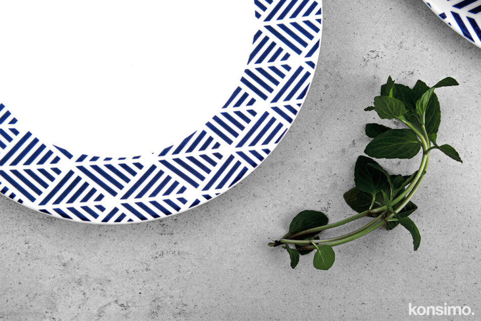LIVIDUS Zestaw obiadowy porcelanowy grecki wzór biały / niebieski dla 4 os. biały/niebieski - zdjęcie 11