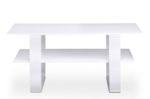 VILIS, https://konsimo.pl/kolekcja/vilis/ Nowoczesny stolik kawowy z półką biały biały - zdjęcie