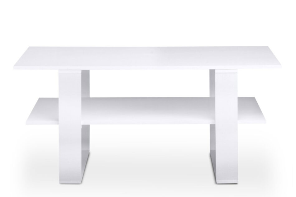 VILIS Nowoczesny stolik kawowy z półką biały biały - zdjęcie 0