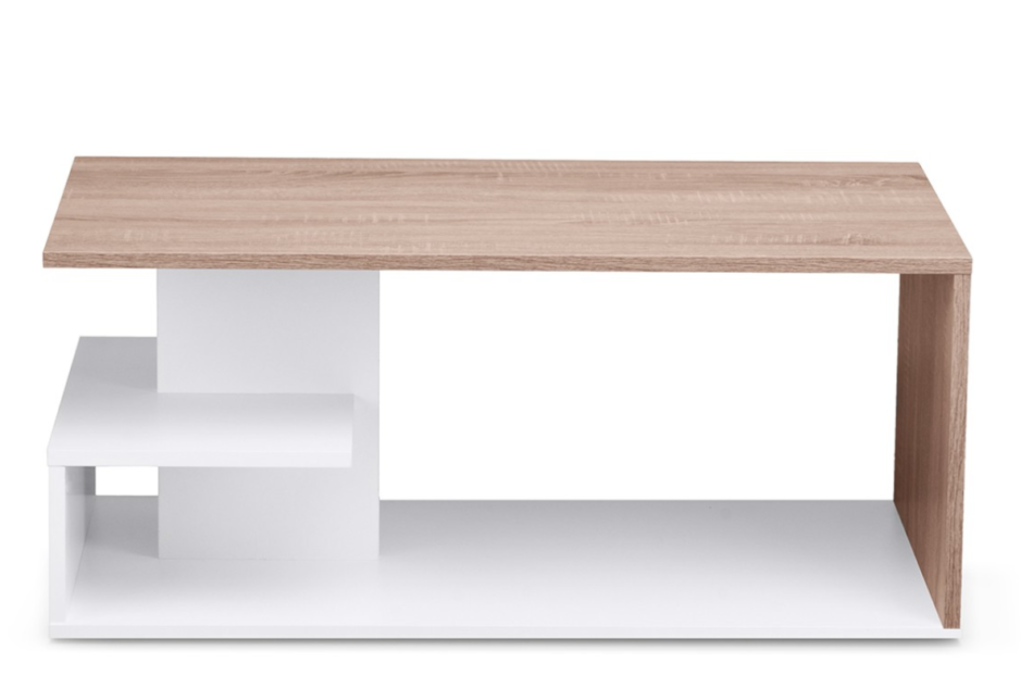 TACHIN Asymetryczny stolik kawowy do nowoczesnego salonu biały / dąb sonoma biały/dąb sonoma - zdjęcie 0