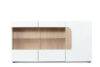 AVERO Duża komoda z witryną 165 cm w stylu skandynawskim biała biały matowy/biały połysk/dąb - zdjęcie 1