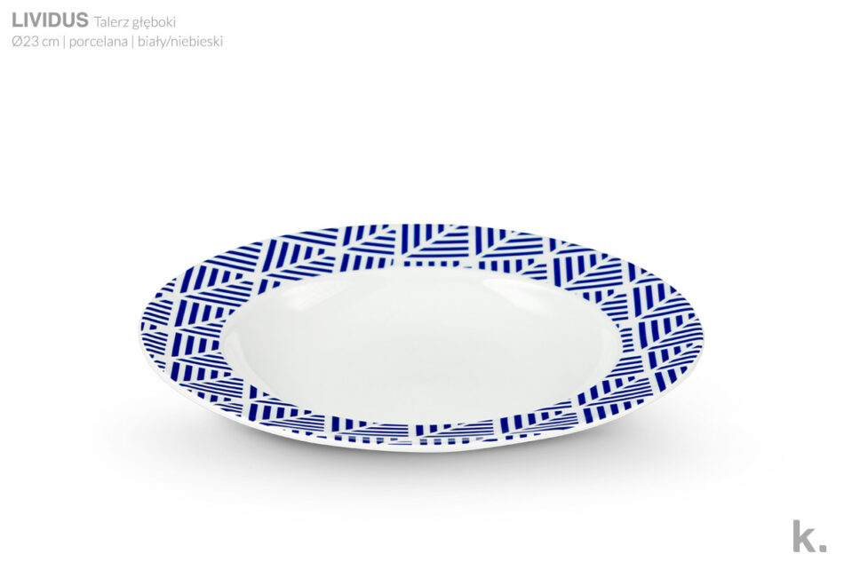 LIVIDUS Zestaw obiadowy porcelanowy grecki wzór biały / niebieski dla 4 os. biały/niebieski - zdjęcie 4