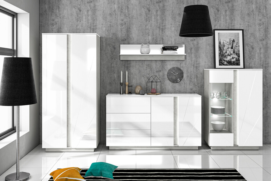 HOSTA Komoda z szufladami biała z połyskiem glamour biały połysk - zdjęcie 1