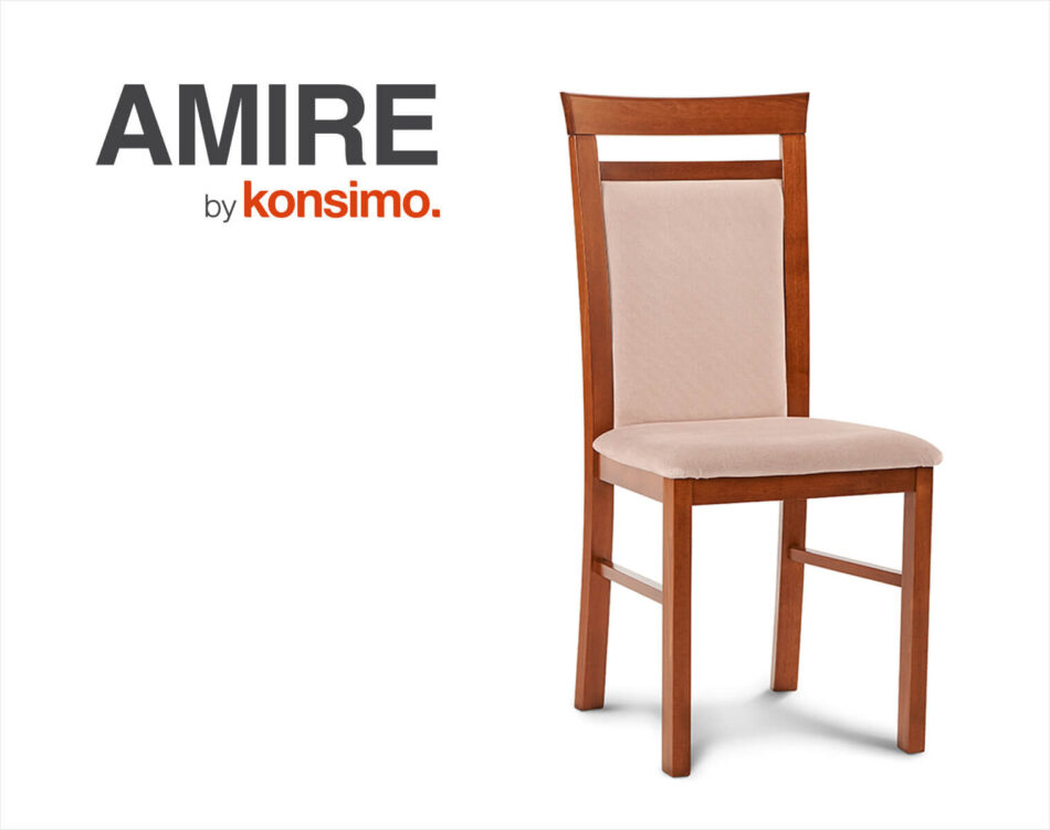 AMIRE Krzesło orzech jasny/beżowy - zdjęcie 3
