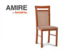 AMIRE Klasyczne krzesło drewniane tapicerowane orzech/ciemny beż orzech jasny/ciemny beż - zdjęcie 4